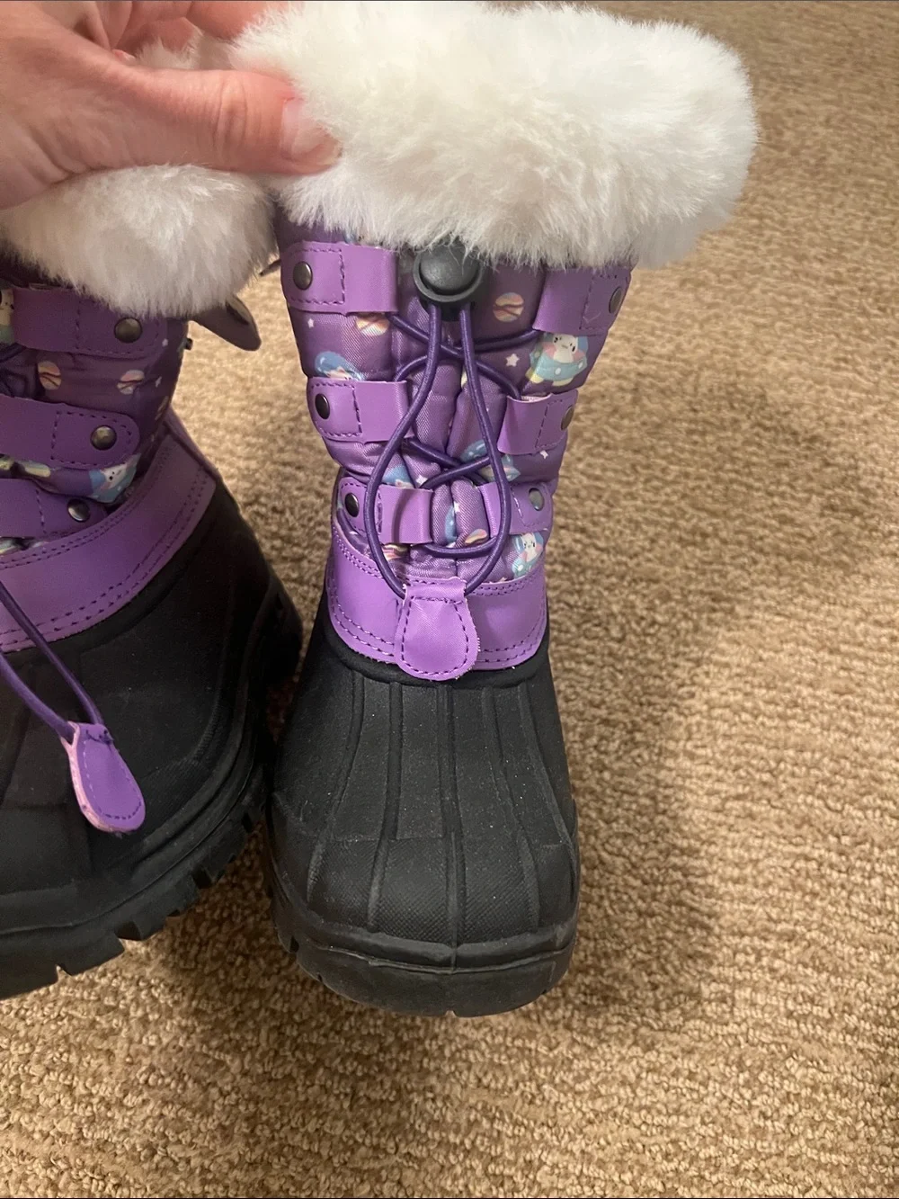 Girls Purple Faux Fur Winter Boots